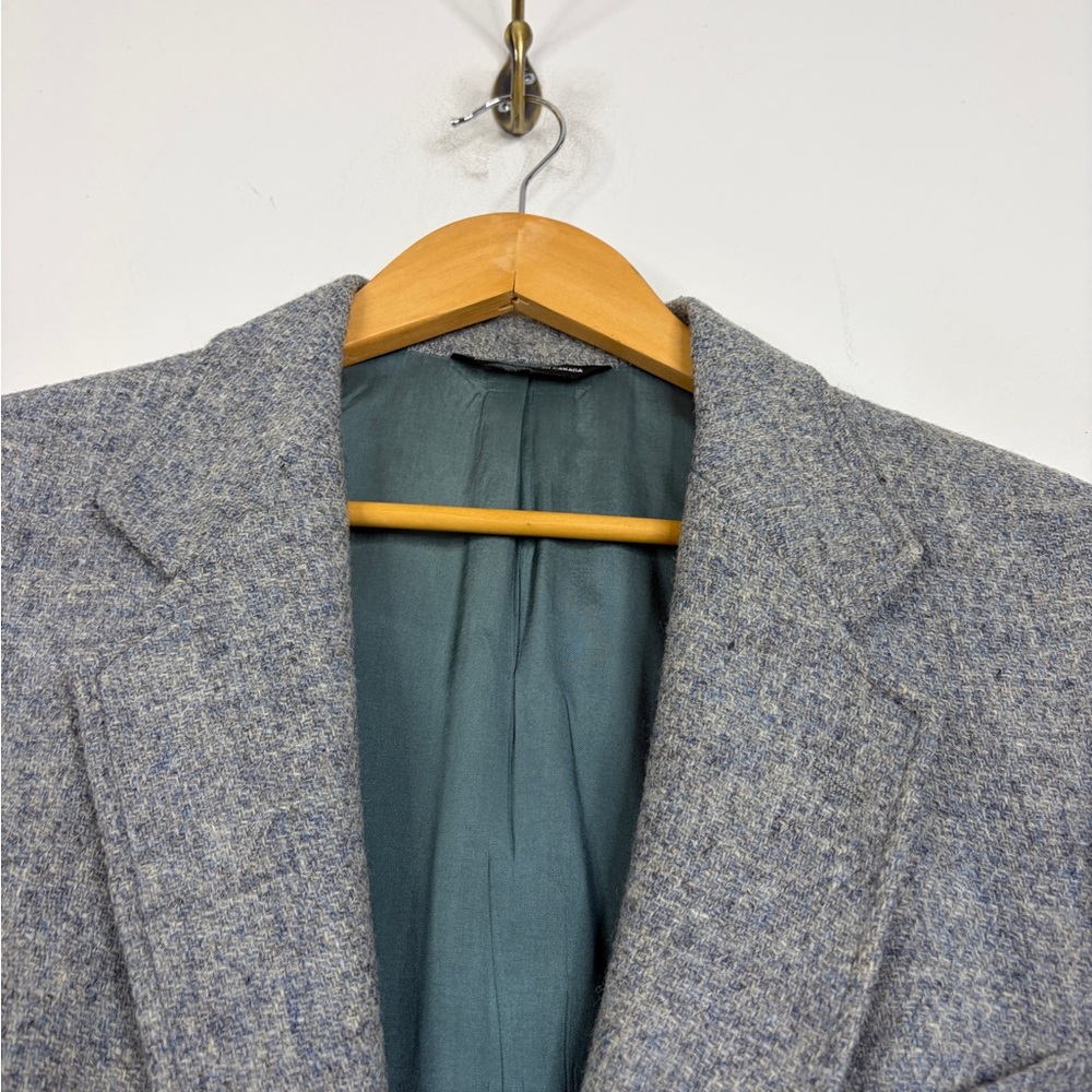 Vintage Harris Tweed Sport Coat Mens 38R Gray Blue Wool Retro Made in Canada - Picture 4 of 14